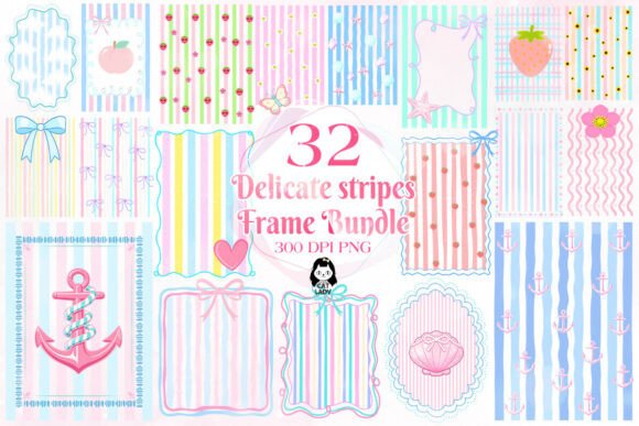 Download Pastel Stripes &amp; Frame Hand Drawn PNG - Premium Resources
