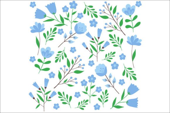 Download 9 Blue Floral Illustrations - Floral illustrations Collection